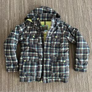 Burton Dry Ride Purple Green Plaid Snowboard Coat Jacket YOUTH XL